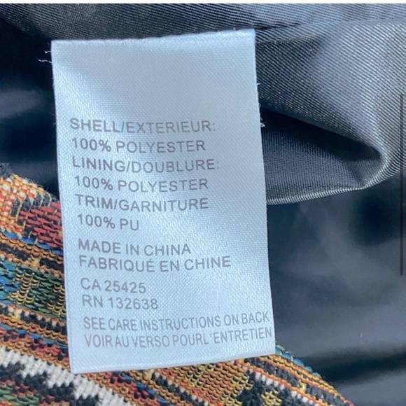 Fresh FX Chevron Stripe Jacquard Tapestry Zip Up Wide Collar Pea Style Jacket L - Picture 4 of 14